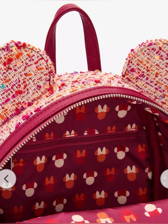 Loungefly Disney Pink Boule Fabric Minnie Mouse Ears Mini Backpack Tweed NWT main image 8